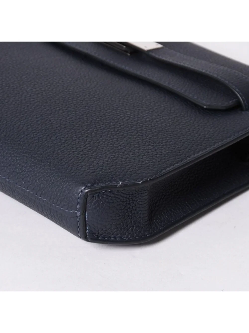 Hermes Clutch Kelly Depeches 25 Bleu Nuit Silver
